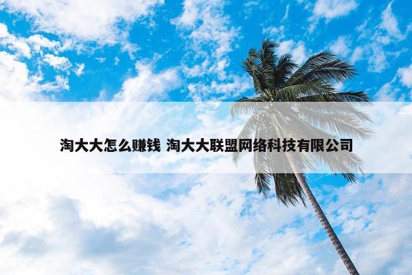 淘大大怎么赚钱 淘大大联盟网络科技有限公司