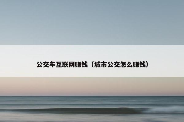 公交车互联网赚钱（城市公交怎么赚钱）