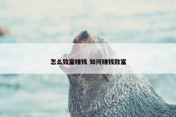 怎么致富赚钱 如何赚钱致富