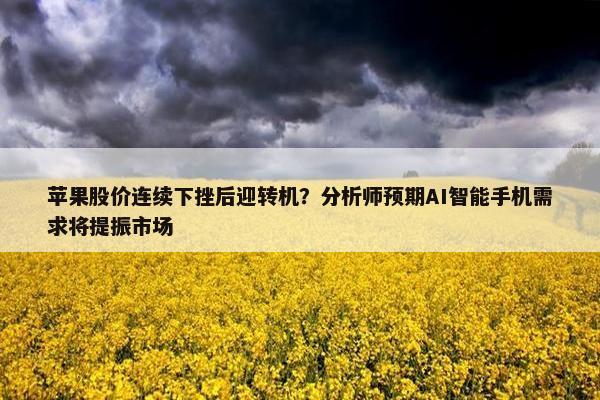 苹果股价连续下挫后迎转机？分析师预期AI智能手机需求将提振市场