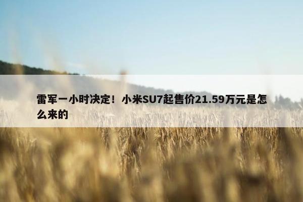 雷军一小时决定！小米SU7起售价21.59万元是怎么来的