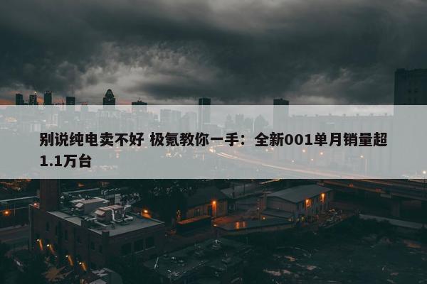 别说纯电卖不好 极氪教你一手：全新001单月销量超1.1万台