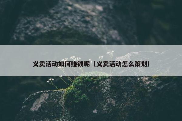 义卖活动如何赚钱呢（义卖活动怎么策划）