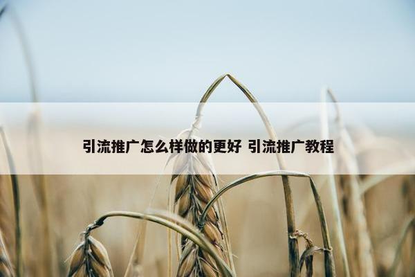 引流推广怎么样做的更好 引流推广教程