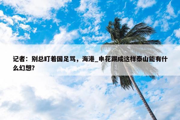 记者：别总盯着国足骂，海港_申花踢成这样泰山能有什么幻想？